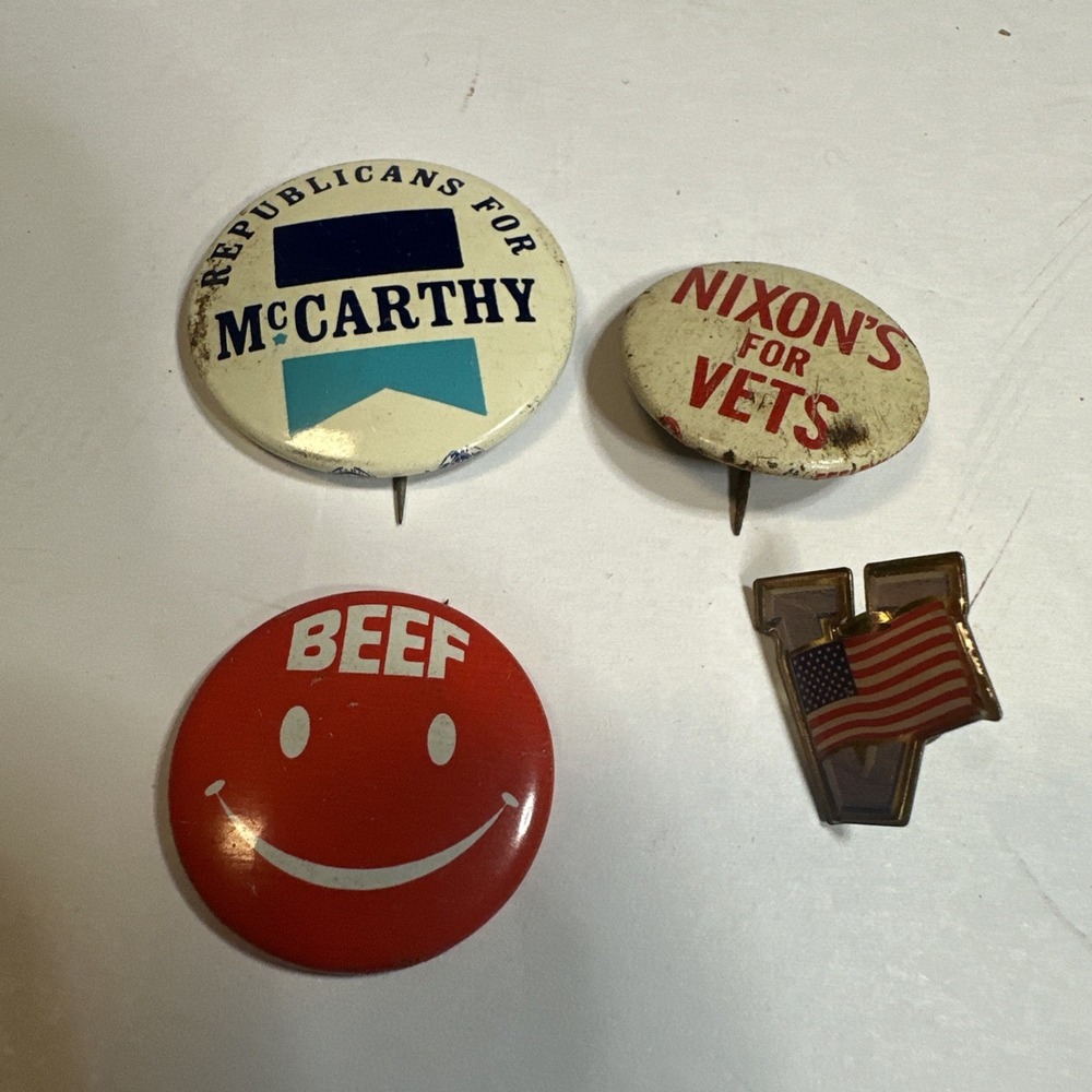 Vintage Pins -Nixon‎ for Vets Political Politics McCarthy Pin Back Button